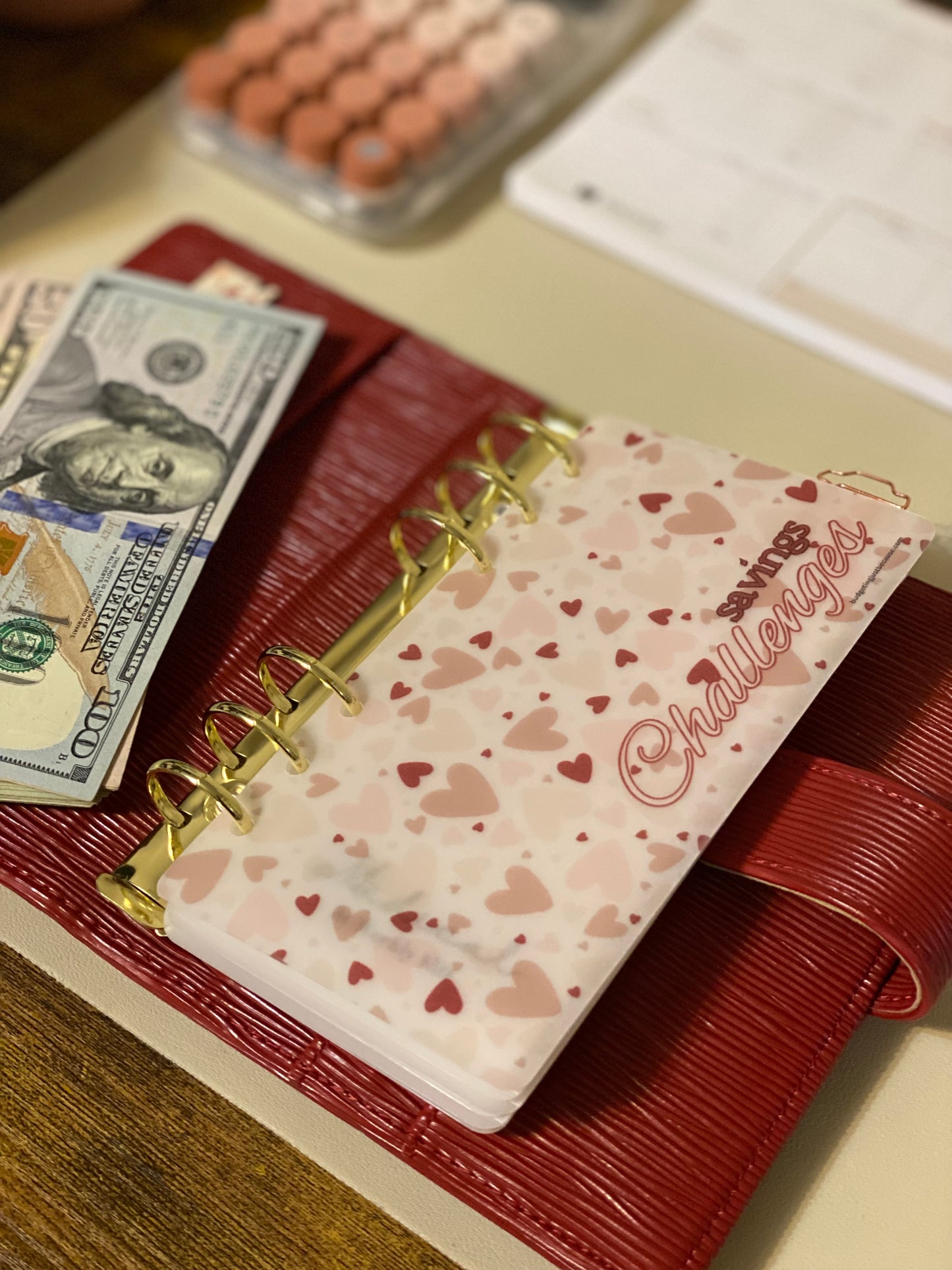 Savings Challenge Dashboard (Hearts)