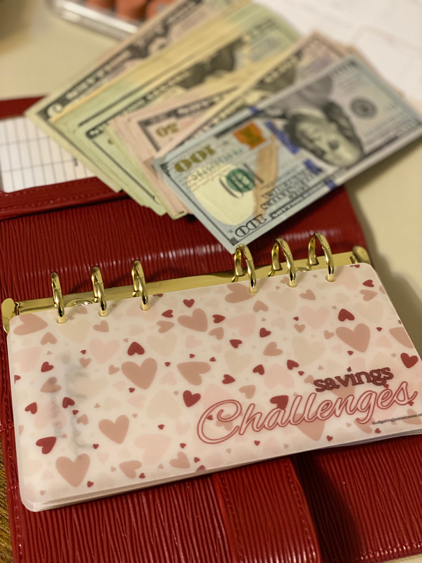 Savings Challenge Dashboard (Hearts)