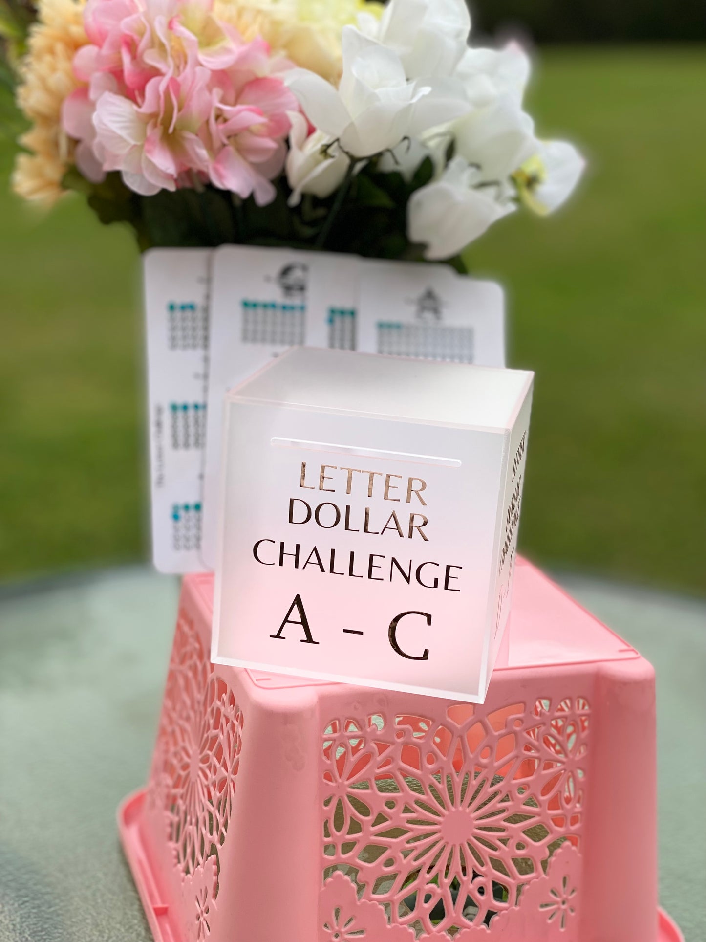 The Letter Dollar Challenge Savings Box + 4 Trackers