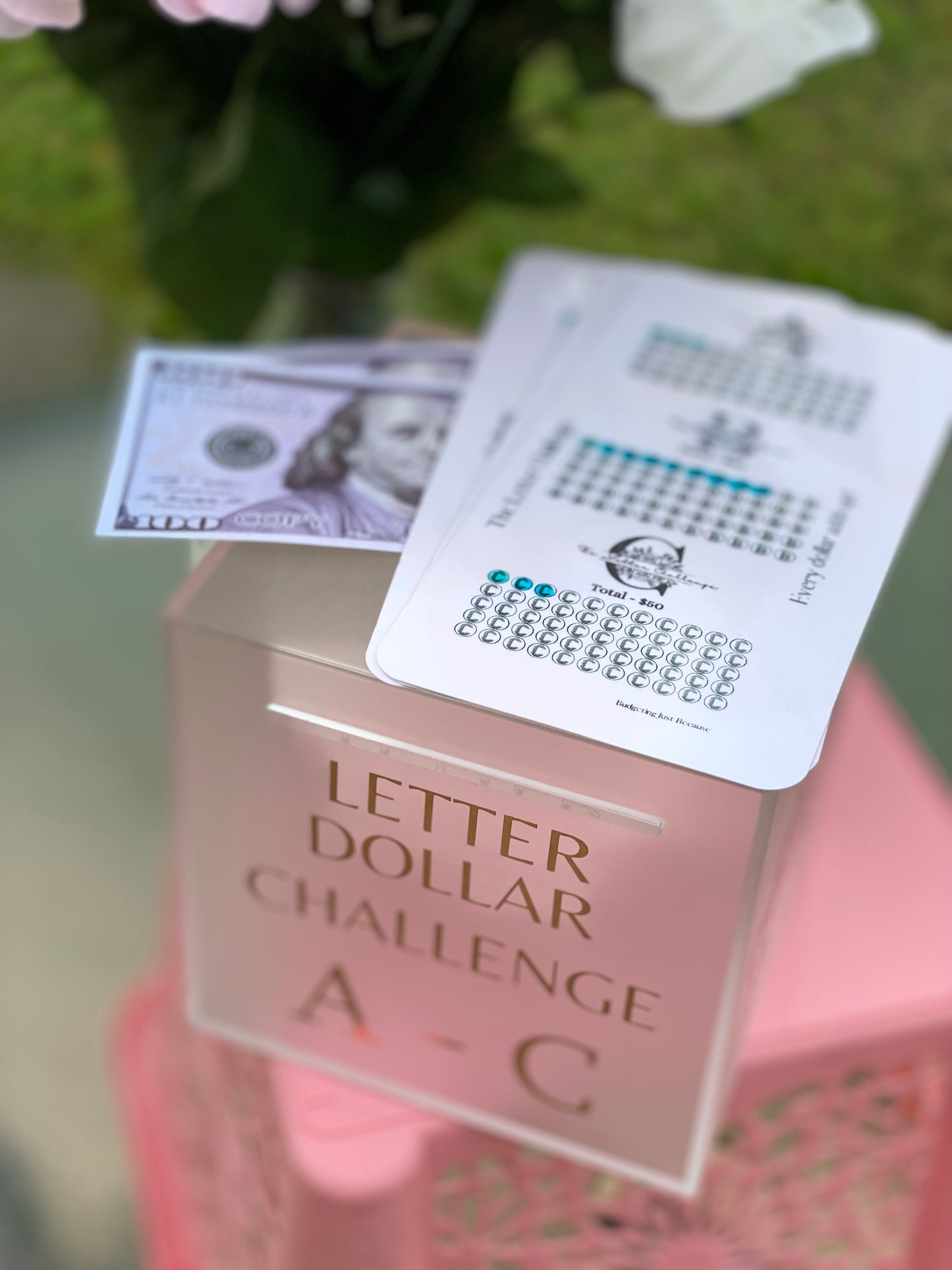 The Letter Dollar Challenge Savings Box + 4 Trackers