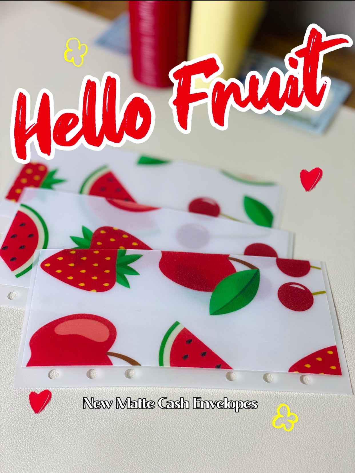 Matte Cash Stuffing Envelopes Fruit Collection (Set of 6)