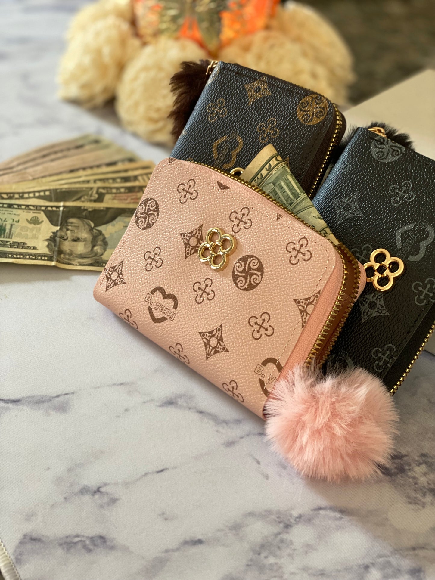 Mini Wallet w/Pom Pom