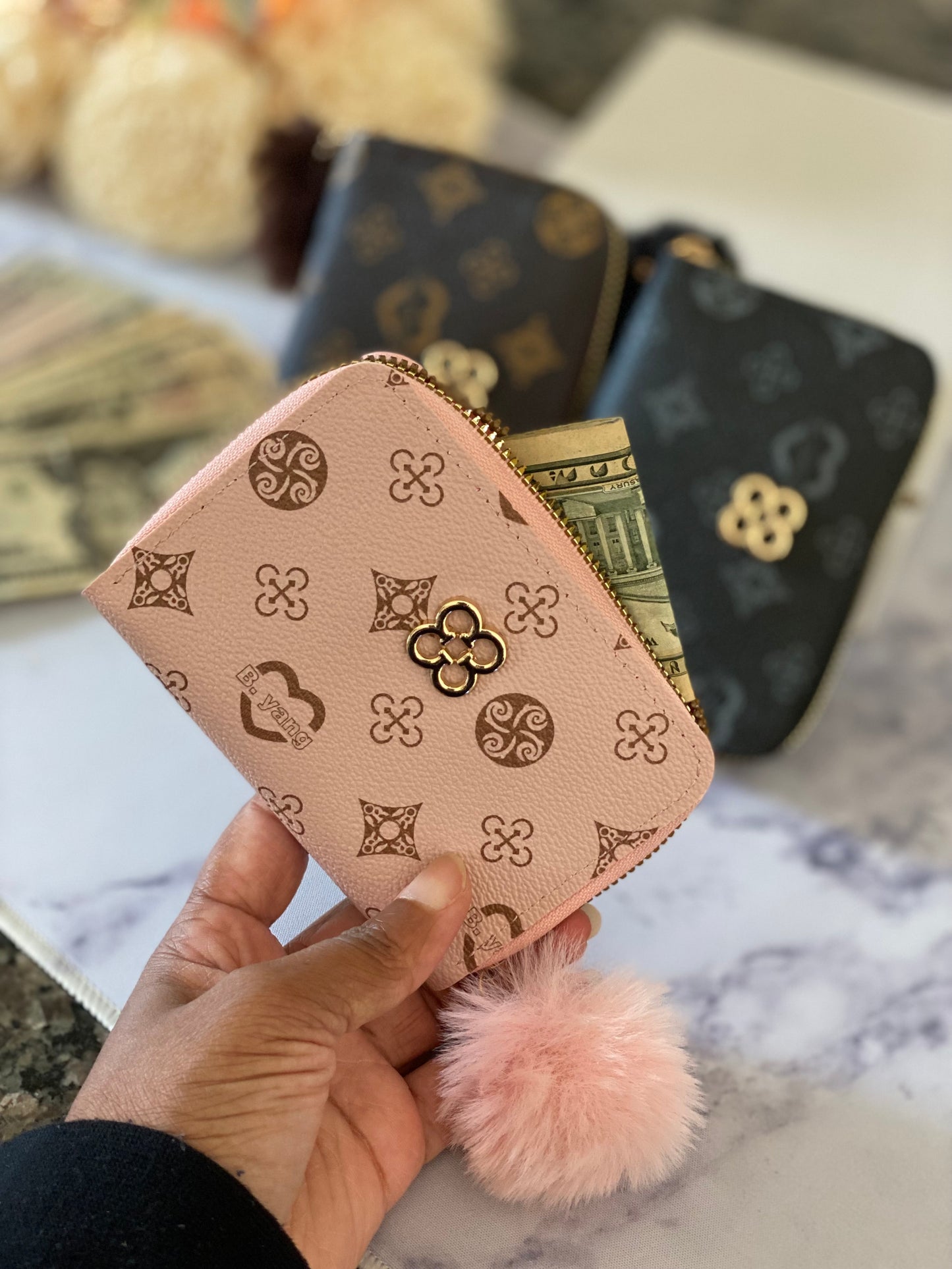 Mini Wallet w/Pom Pom