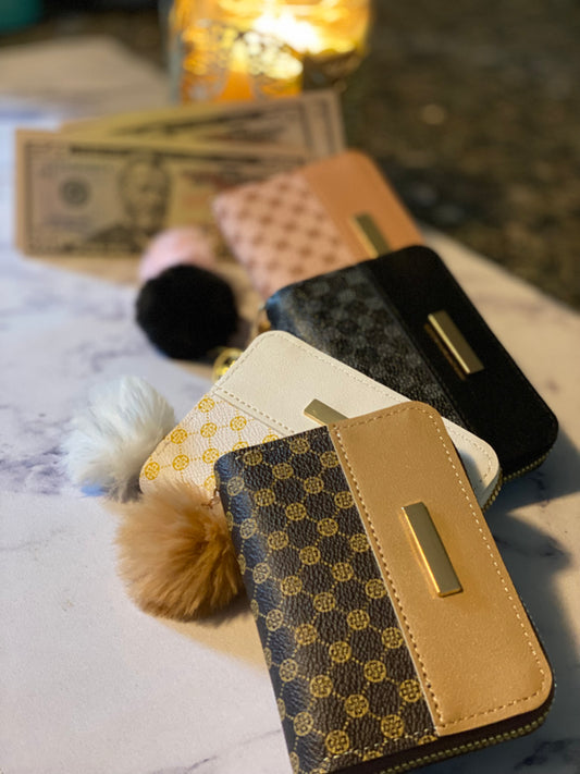 Mini Wallets, Two-Tone w/Pom Poms