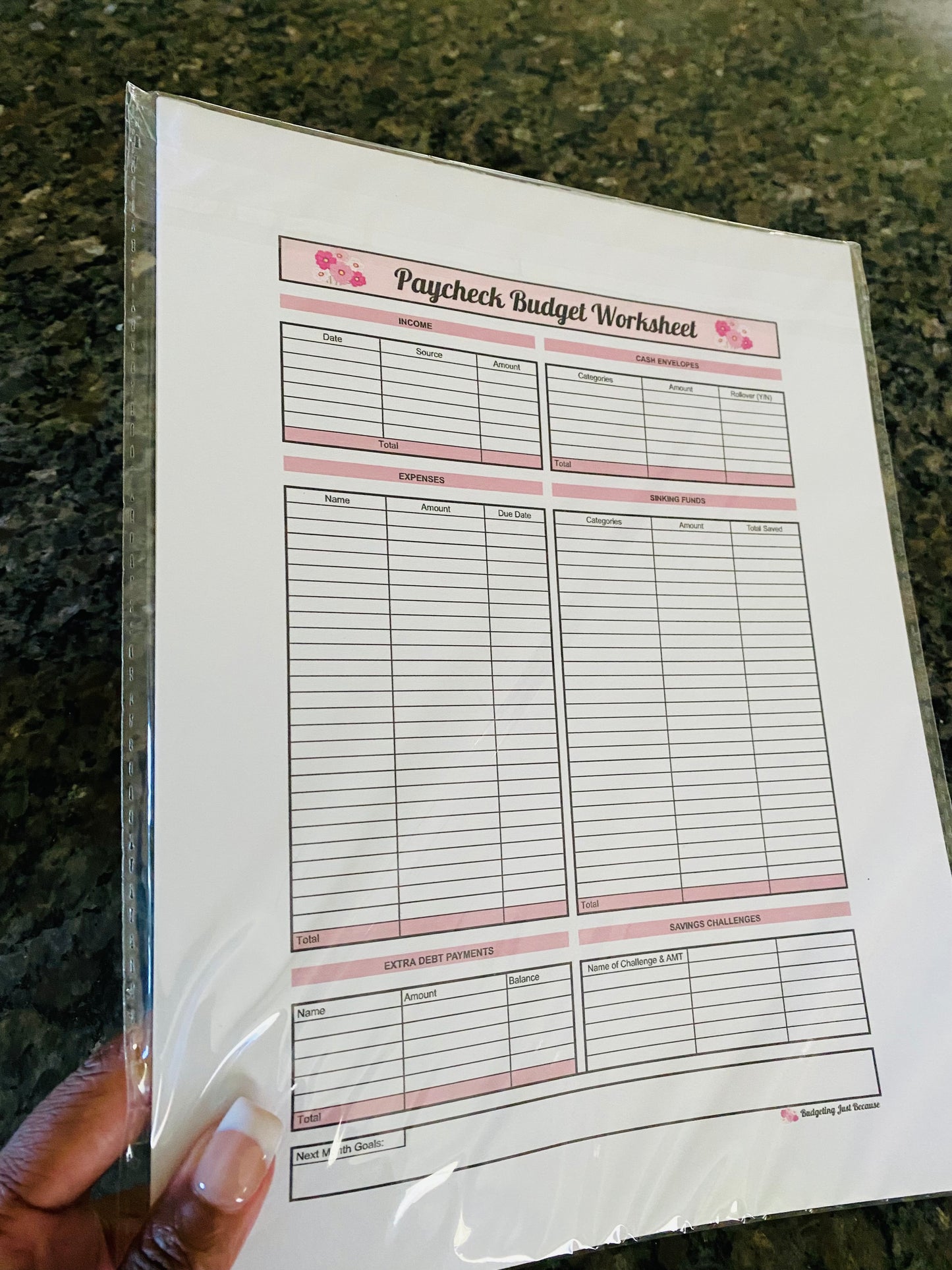 Budget Worksheet Notepad